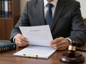 Los Angeles County lawyer reviewing criminal defense documents