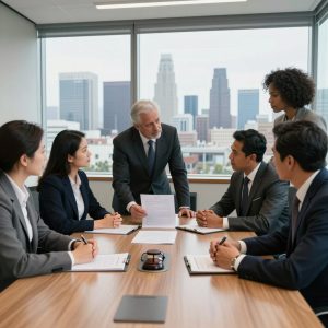 Los Angeles County lawyers meeting in conference room
