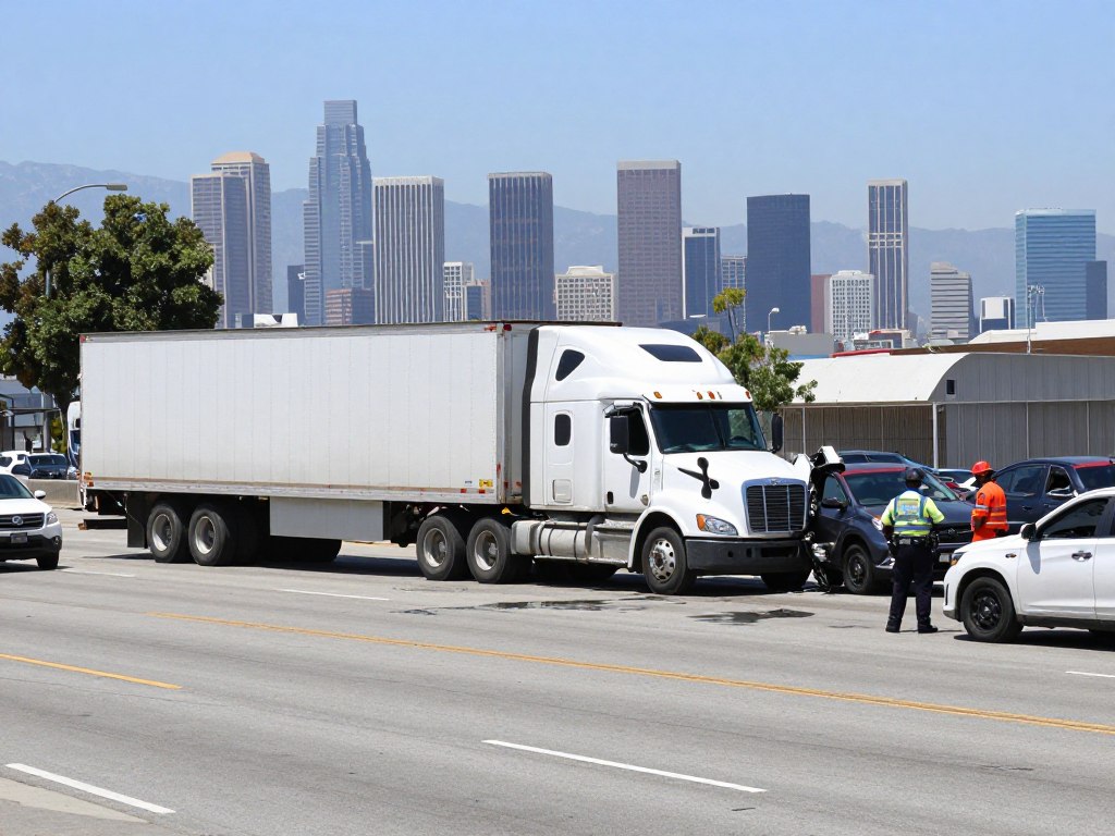 Commercial truck accident on Los Angeles freeway