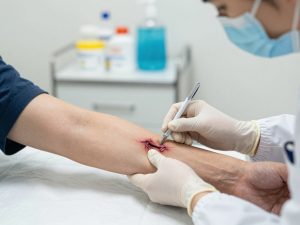 Dog bite injury being treated at Los Angeles medical facility