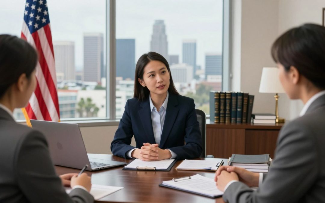 Los Angeles Immigration Lawyer consulting with clients in office