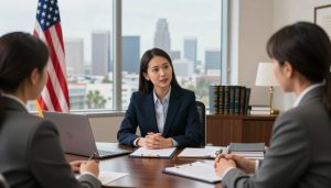 Los Angeles Immigration Lawyer consulting with clients in office