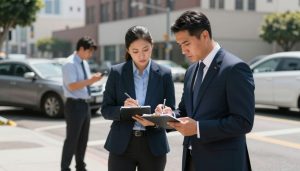 Los Angeles personal injury attorney investigating accident scene