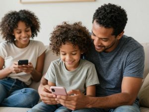 Parent and child in supportive family environment